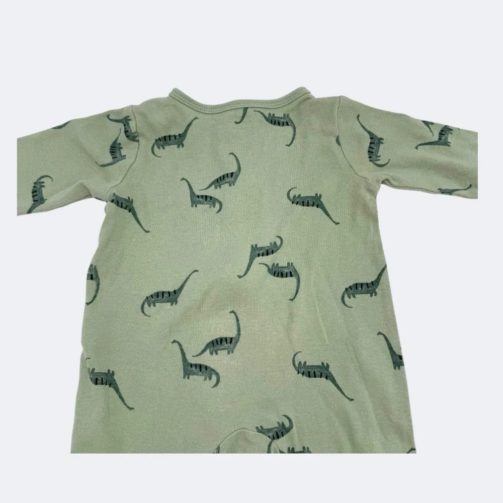Carter's 2-Way Zip Cotton Sleep & Play Pajamas Green Dinosaur Print 3 Months